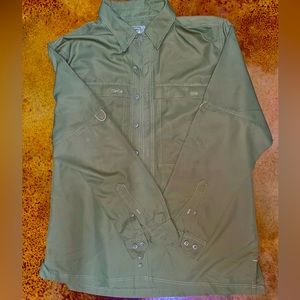 Game Guard long sleeve button down fishing shirt olive green size large